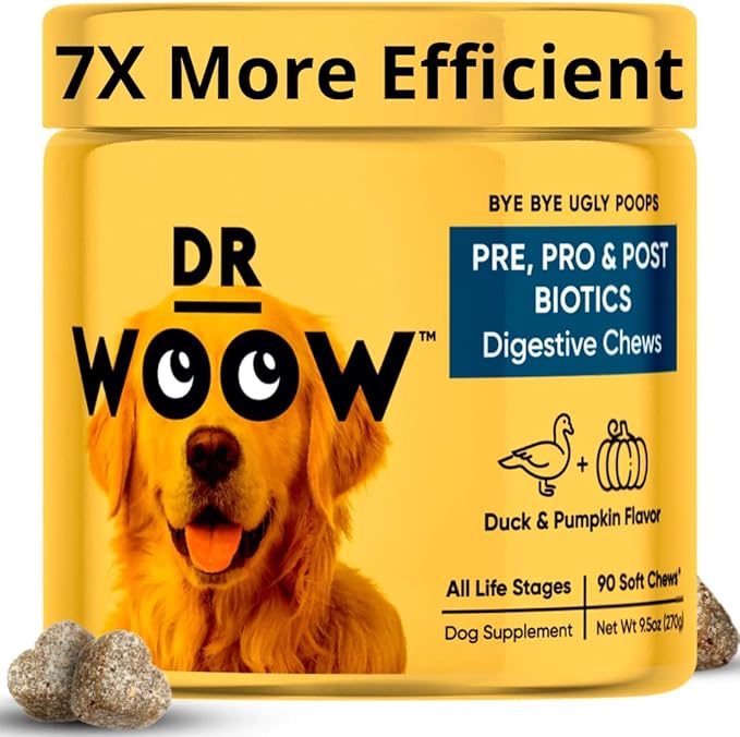 Probiotics for Dogs, Pet Dog Probiotics and Digestive Enzymes, Duck & Pumpkin Flavor Dog Probiotic Supplements, Dog Vitamins Dog Probiotic Chews and Prebiotics for Dogs, Dog Gas Relief