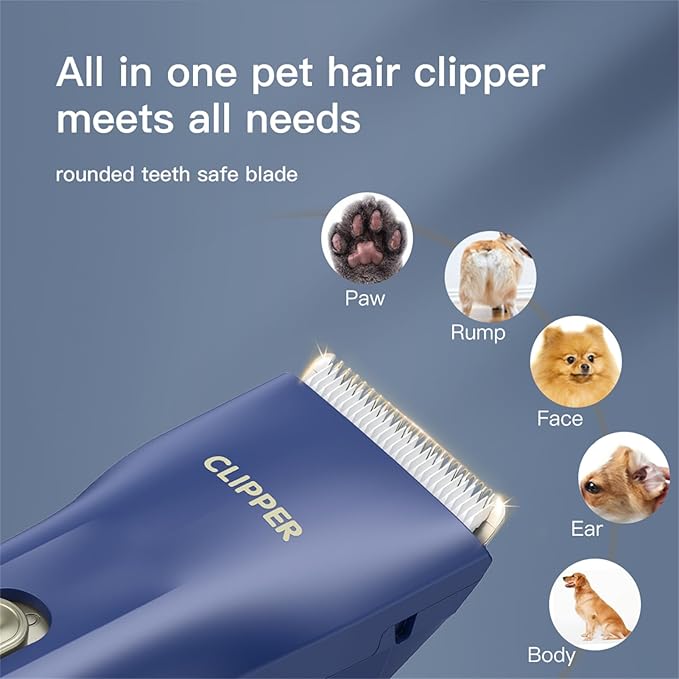 2 in 1 Prowerful Home Professional Dog Grooming Kit Clipper Low Noise USB Rechargeable Gifts for Dog Cat Blue,MTS006