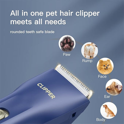 2 in 1 Prowerful Home Professional Dog Grooming Kit Clipper Low Noise USB Rechargeable Gifts for Dog Cat Blue,MTS006