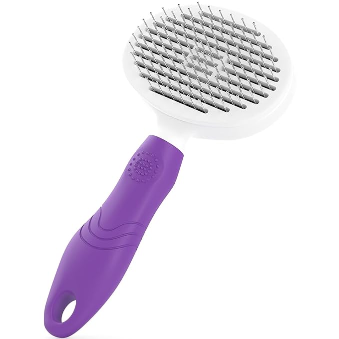 Poodlie Self Cleaning Pet Brush - Dog Brush for Shedding - Slicker Brushes for Dogs - Cat Brushes - Dog Comb for Long Haired & Short Haired Dogs - Puppy Cat Grooming Undercoat Deshedding