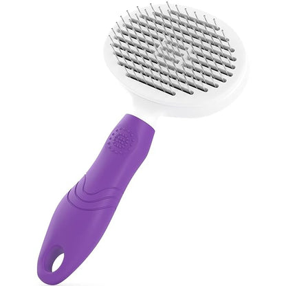 Poodlie Self Cleaning Pet Brush - Dog Brush for Shedding - Slicker Brushes for Dogs - Cat Brushes - Dog Comb for Long Haired & Short Haired Dogs - Puppy Cat Grooming Undercoat Deshedding