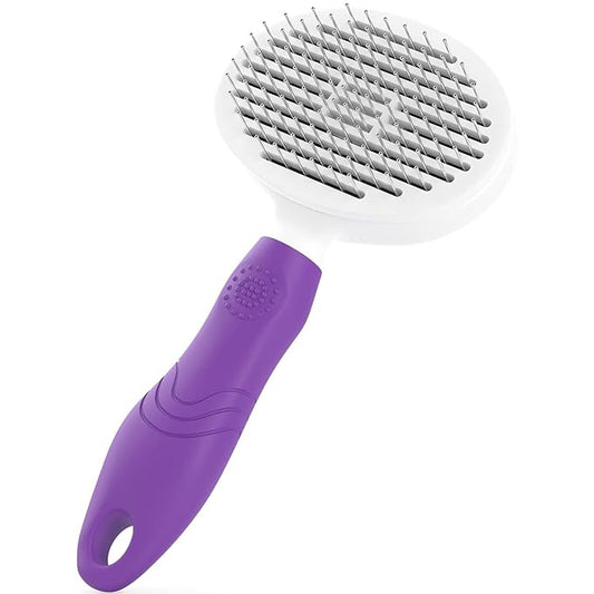 Poodlie Self Cleaning Pet Brush - Dog Brush for Shedding - Slicker Brushes for Dogs - Cat Brushes - Dog Comb for Long Haired & Short Haired Dogs - Puppy Cat Grooming Undercoat Deshedding