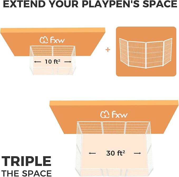 FXW Homeplus Dog Playpen for Indoor Use - Stress-Free and Safe Play, Heavy Duty 40 Inch 4 Panels Dog Pen for Medium and Large Dogs, White_atented