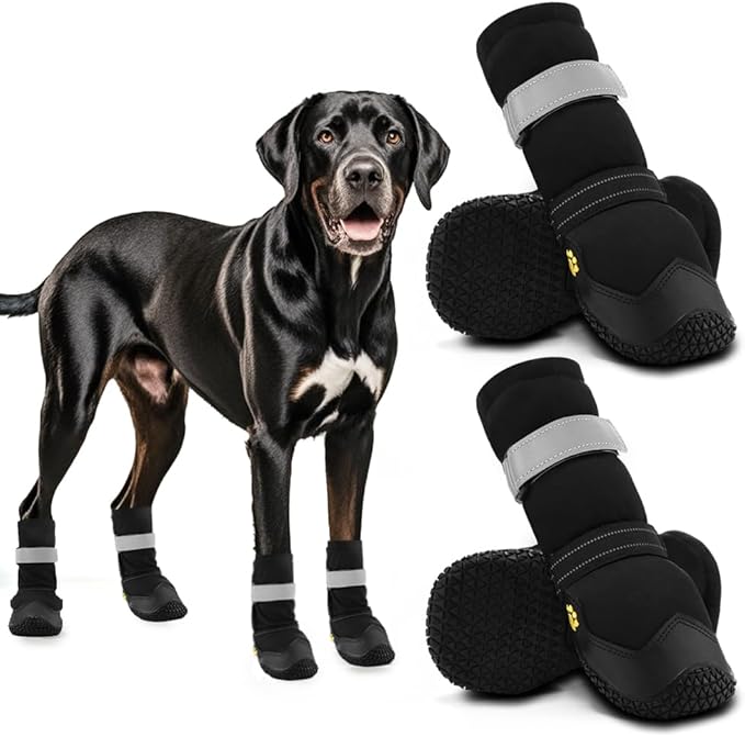 Hcpet Dog Shoes, Dog Boots & Paw Protectors for Winter Snowy Days, Rainy Weather, Outdoor Anti-Slip Sole Dog Booties for Hardwood Floor Black-Leg 5