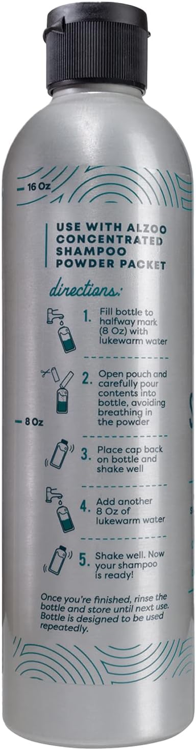 Reusable, Refillable Aluminum Bottle & Concentrated Powder Shampoo for Dogs, Sensitive Skin Bundle, Just Add Water, Bottle & Pouch Starter Kit