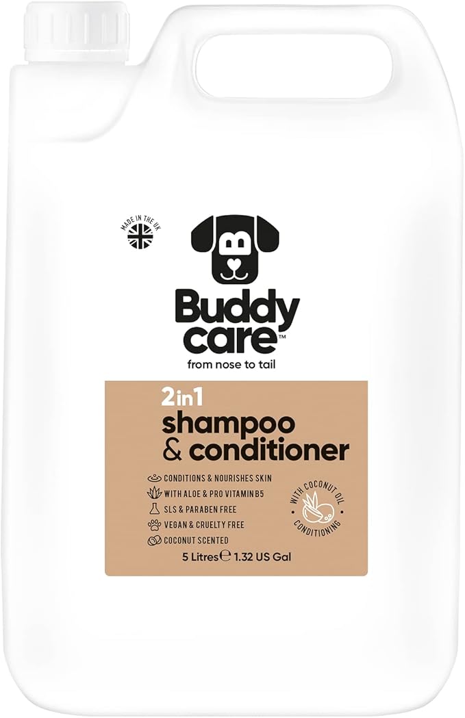 2in1 Dog Shampoo & Conditioner by Buddycare | Coconut Scented | with Aloe Vera and Pro Vitamin B5 (169.07oz)