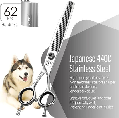 Dog Grooming Scissors: 7.5 inch Pet Blender Shears Made Of Japanese 440C Advanced Stainless Steel Professional Grooming Scissors for Dogs Cats and Other Pets