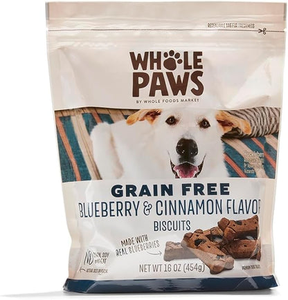 Whole Paws, Grain-Free Dog Biscuit Treats, Blueberry & Cinnamon Flavor, 16 Ounce