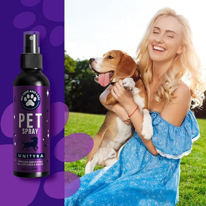 Pet Deodorizing Spray _avender Essential Oil | Odor Eliminator for Cats & Dogs, For All Ages, Sizes and Breeds| Safe for Bedding, Furniture & Pet Areas | 250ml