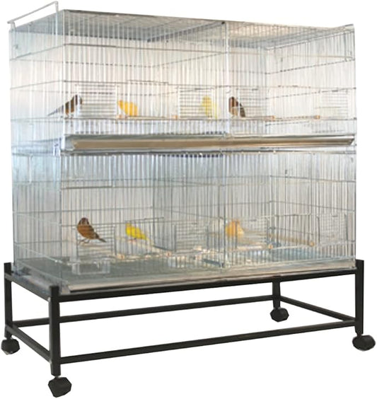 LOT of Extra Large 35.5" x 18" x 19"H No Rust Stainless Galvanized Zinc Plated Stackable Breeder Bird Flight Cage with Removable Center Divider and Breeding Nest Doors