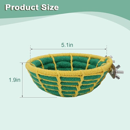 Hypeety Handmade Coton Rope Bird Breeding Nest Hatch House Bird Nest Cage for Small Parrots Budgie Parakeet Cockatiel Parakeet Conure Canary Finch Lovebird (Green)