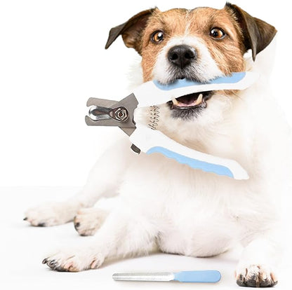 SunGrow Dog Nail Clipper and File Set, with Clipper and File, Razor Sharp Blade with Safety Switch, Blue and White, 1 Set per Pack