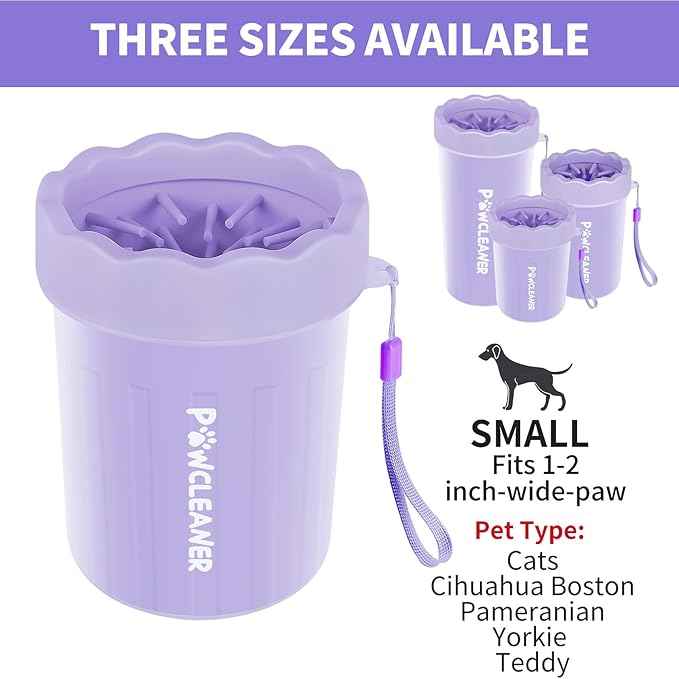 Dog Paw Cleaner for Dogs, (with 3Pcs Absorbent Towels & Adjustable Bath Brush) Dog Paw Washer, Pet Foot Cleaner (Purple, Small)