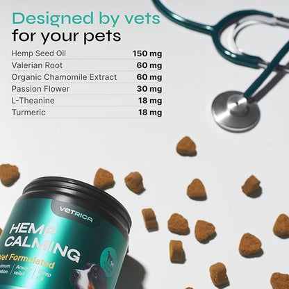 Сalming Сhews for Dogs Anxiety Relief - Anxiety Relief for Dogs - Hemp Calming Chews for Dogs - Dog Calming Treats for Storms, Separation, Fireworks, Vet Visits, Travel, Grooming - Dog Anxiety Chews