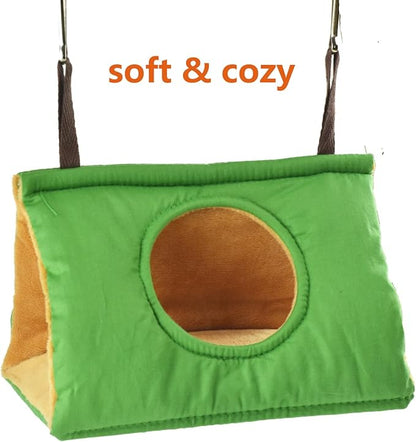 Winter Warm Bird Nest House Parakeet Hanging Hammock Bed Cockatiel Parrot Cage House Tent Plush Snuggle Hut Budgies Sleeping Hideaway with Pad Lovebirds Conures Quaker Rats