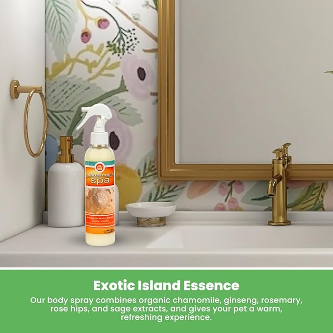 Best Shot Scentament Spa Botanical Body Splash, Detangler Spray, Hypoallergenic Body Spray for Pets, Cat and Dog Cologne Spray, Exotic Island, 8 Oz.