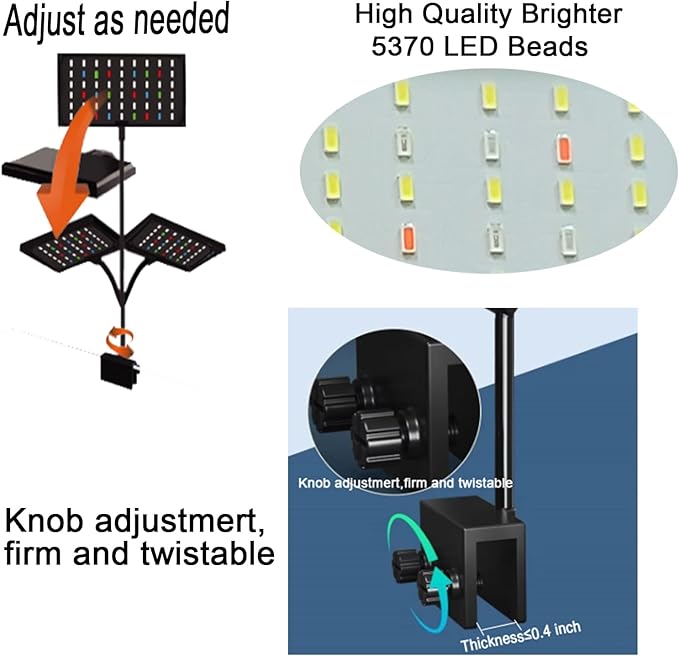 Clip-On Aquarium Light 10W Full Spectrum LED Nano Fish Tank Light with Timer & Dimmer and 3 Lighting Modes for Freshwater Plants & Tropical Fish Ideal for 8-20 Inch Tanks (3-8 Gallons)