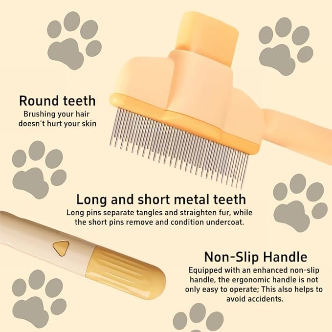 1Pcs Pet comb and Wall Corner Massage comb,for Dogs & Cats with Long & Short Stainless Steel Metal Teeth for Shedding and Tangles, Self-Cleaning Pet COmb for Dogs and Cats,Comfort safety,Anti static