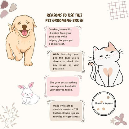 2 Pack Dog Grooming Brush Set - 1 Fuchsia and 1 Yellow For Dogs, Cats