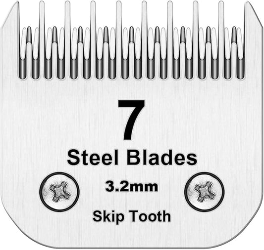 7 Skip Tooth Blades,Detachable Pet Dog Grooming Steel Blade Compatible with Andis,Oster A5,Wahl KM10 Series Clippers,Cut Length 1/8-Inch (3.2mm)