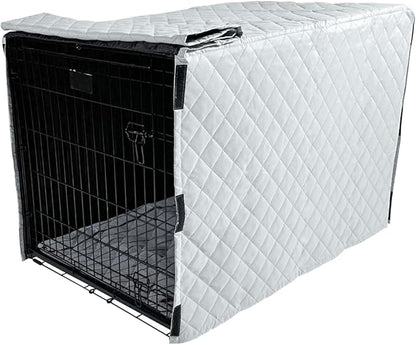 4Knines Dog Crate Cover, Water Resistant Pet Kennel Protector, Quilted (Grey, 42)