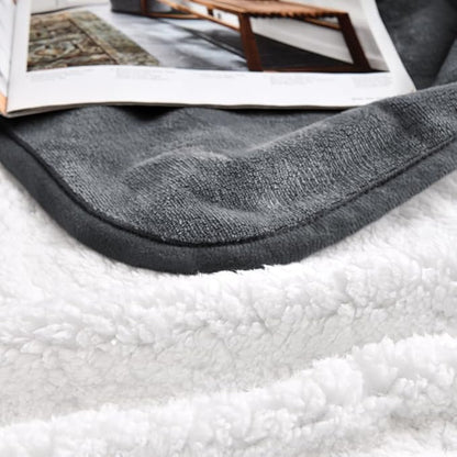 Waterproof Blanket for Bed Couch Sofa, Soft Liquid Pee Proof Pet Blanket for Dog Puppy Cat, Reversible Sherpa Fleece Blanket for Furniture Protector (Dark Grey, 50x60 inches)