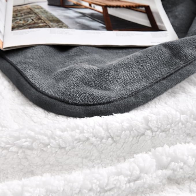 Waterproof Blanket for Bed Couch Sofa, Soft Liquid Pee Proof Pet Blanket for Dog Puppy Cat, Reversible Sherpa Fleece Blanket for Furniture Protector (Dark Grey, 60x80 inches)