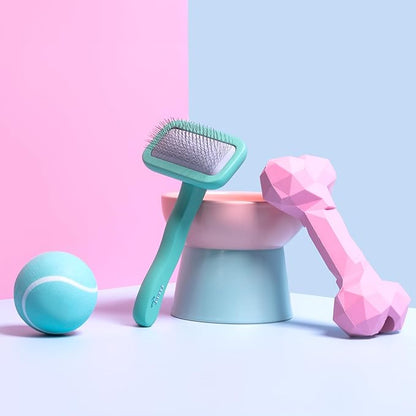 Dog Grooming Slicker Wire Brush: Designed for Long Haired Dog Breeds - Dematting and Deshedding, Comfortable and Easy to Use, Ergonomic Handle - Small (Teal, Small)