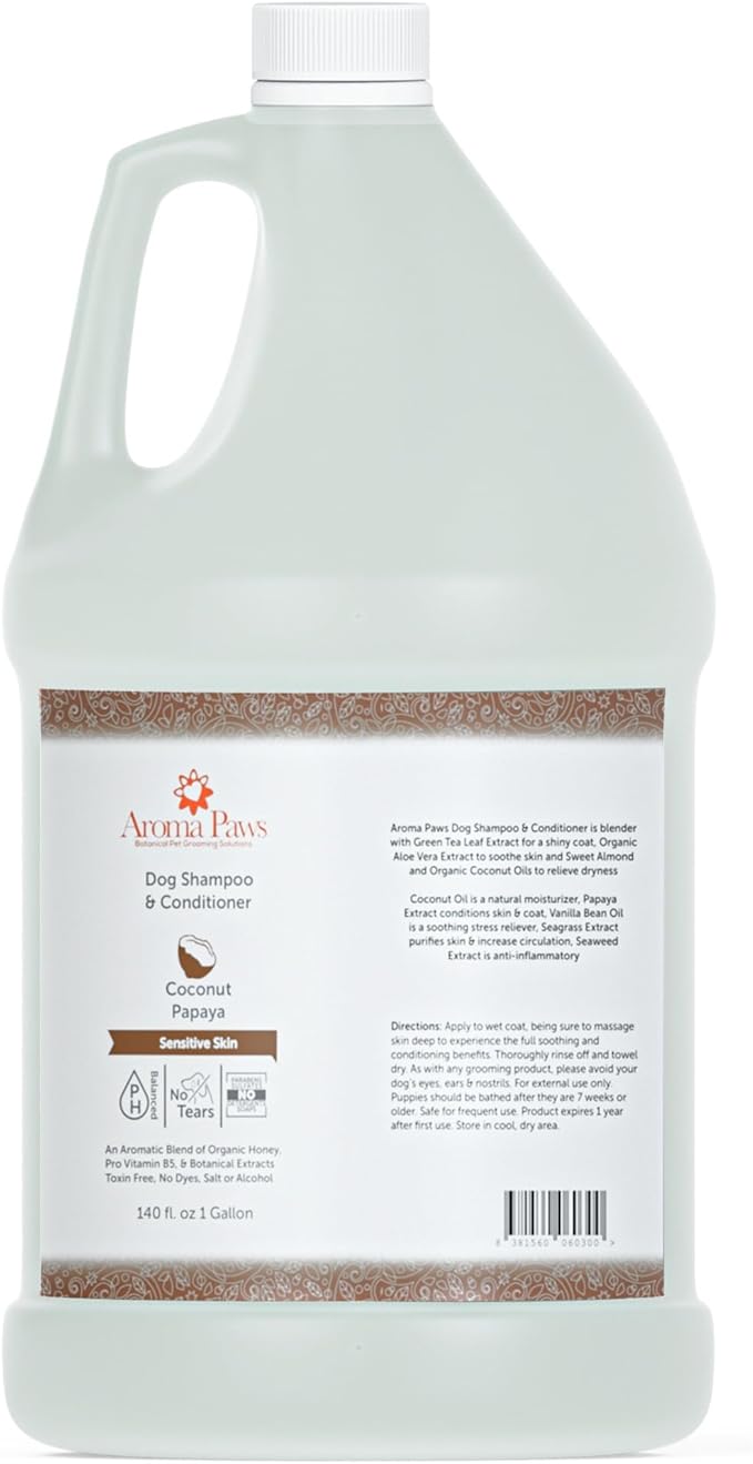 Dog Shampoo  Cleansing Wash, Conditioning, Moisturizing  Healthy Ingredients  Aromatic Grooming Puppy Shampoo  Tearless Cleaner, Coconut Papaya, 1 Gallon