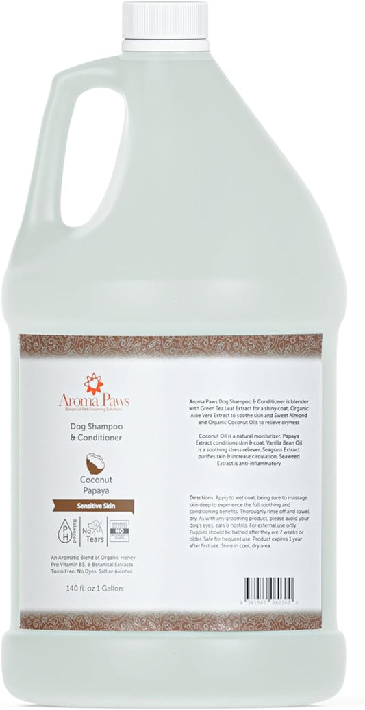 Dog Shampoo  Cleansing Wash, Conditioning, Moisturizing  Healthy Ingredients  Aromatic Grooming Puppy Shampoo  Tearless Cleaner, Coconut Papaya, 1 Gallon