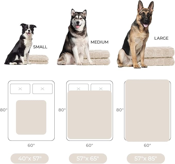 Luciphia Waterproof Blanket for Large Dogs Washable Pet Bed Cover Soft Fluffy Puppy Blanket with Premium Fleece Cozy Calming Cat Blankets for Indoor Cats Beige 85x57 inch