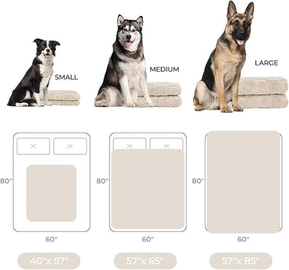 Luciphia Waterproof Blanket for Large Dogs Washable Pet Bed Cover Soft Fluffy Puppy Blanket with Premium Fleece Cozy Calming Cat Blankets for Indoor Cats Beige 85x57 inch