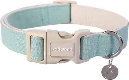 DOGWONG Cotton Hemp Dog Collar, Heavy-Duty Adjustable Soft Natural Fabric Pet Collar - Cute Wedding Puppy Necklace for Small to Large Dogs