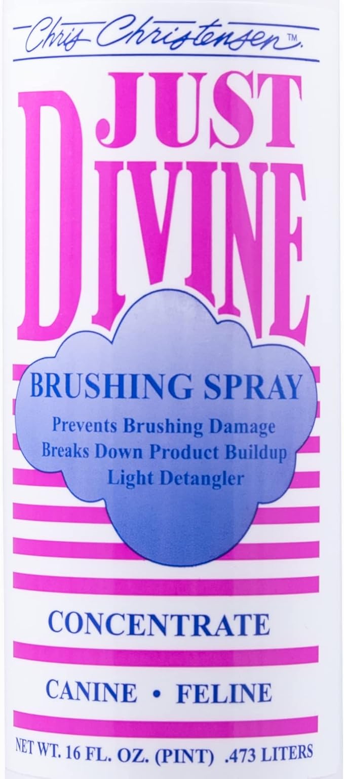 Chris Christensen Just Divine Dog Brushing Spray Concentrate, Groom Like a Professional, Prevents Brushing Damage, Light Detangler, All Coat Types, Made in USA, 16oz