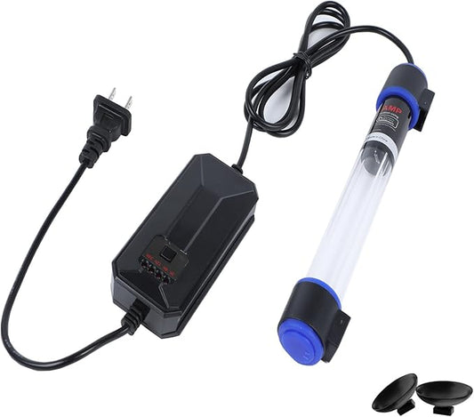 UV-C Aquarium Clean Light with Timer, Mini 3W 5W 7W 9W 11W Submersible Algae Clean Light Water Green Clean Fish Tank Water Clean Lamp for Sump Pond Filter Tank (9W Timer)