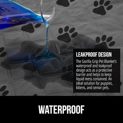 Gorilla Grip 100% Waterproof Dog Blanket, Pet Friendly Sofa Throw Essential for Small Pets, Dogs, Cats, Tear and Slip Resistant Leakproof Couch Cushion Cover for Indoor Furniture, 40x50 Paw