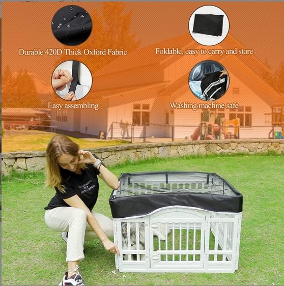 Dog Playpen Pet Playpen Mesh Fabric Top Cover- Sun Protectionï¼_et Cover for Dog Playpen for Indoor/Outdoor Use, 36" *36