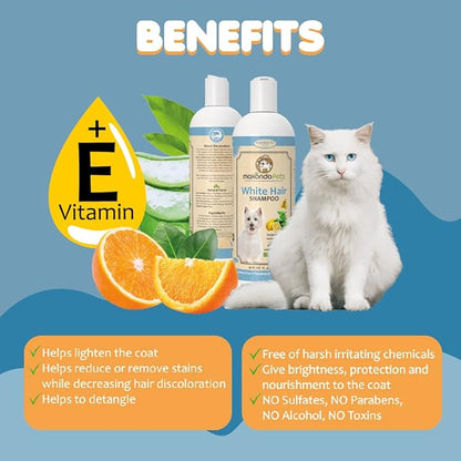 Dog Whitening Shampoo for Dogs with White Light Colored Hair Coat Fur_hite Haired Pets Shampoo for Itching Dry Sensitive Skin. Non Toxic Formula