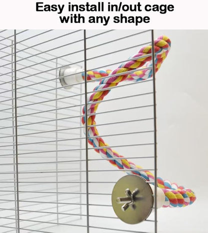 2pcs 48inch(122cm) Parrot Rope Perches,Bendable Climbing Standing Chew Cage Toys Heavyduty Made Bungee Toys for Large to Regular Size Birds