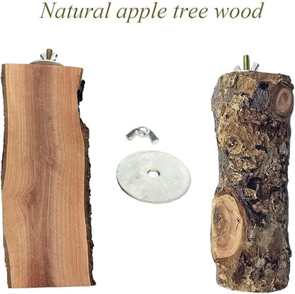 Hamiledyi Wood Bird Perch,Natural Wooden Stand Platform Parrot Cage Accessories for Budgie Conure Parrot Parakeet Cockatiel Lovebird(4 Pcs)