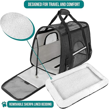 PetAmi Airline Approved Pet Carrier for Cat, Soft Sided Dog Carrier Small Dog, Cat Travel Supply Accessories Indoor Cat, Ventilated Pet Carrying Bag Medium Large Kitten Puppy, Small Heather Dark Gray