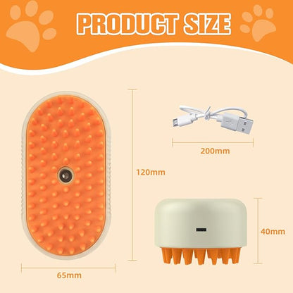 Cat Steam Brush,3 in 1 Dog Steam Brush,Steam Cat Brush,Silicone Massage Grooming Pet Steam Brush for Cats Dogs,Rechargeable Cat Steam Brush for Shedding,Spritz Defur Comb for Cats