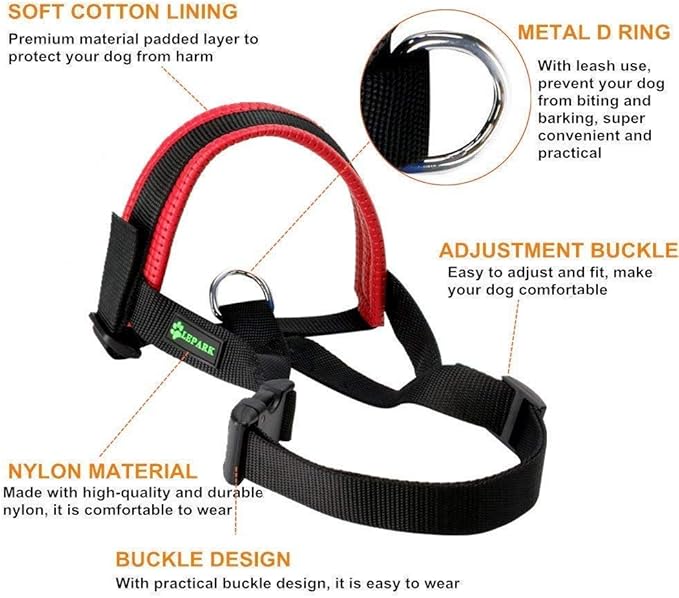 Dog Muzzle for Small, Medium, Large Dogs Prevent from Biting, Barking and Chewing, Adjustable Loop(M/Red)