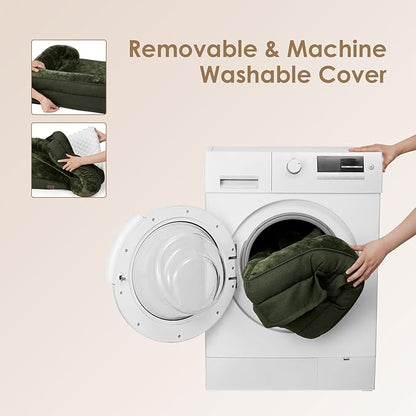 EHEYCIGA Orthopedic Dog Bed for Small Dogs, Waterproof Memory Foam Small Dog Beds with Sides, Non-Slip Bottom and Egg-Crate Foam Medium Dog Couch Bed with Washable Removable Cover, Dark Green