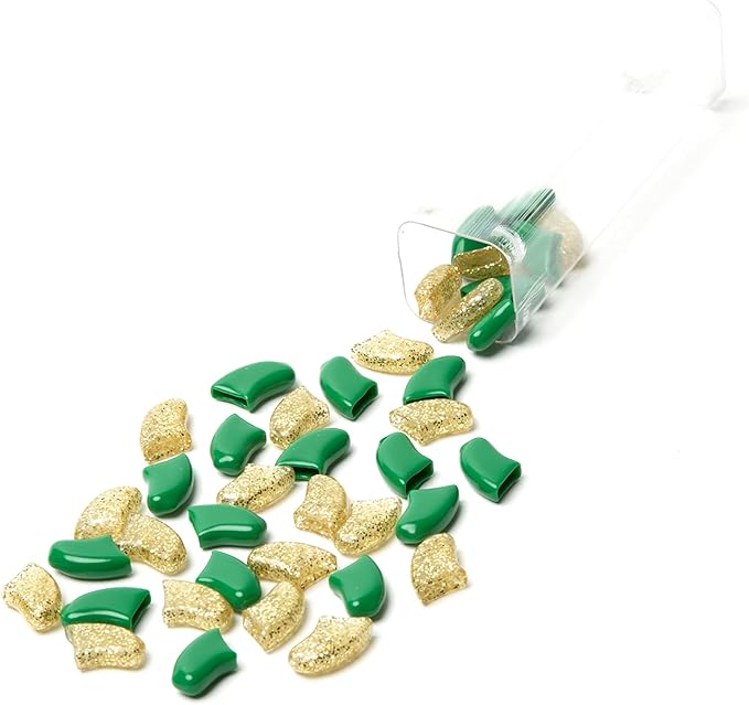 Soft Claws Nail Caps for Dogs with Non-Slip Design Made in USA - 40 Dog Nail Covers for Long-Lasting Protection of Floors and Furniture - Green & Gold Sparkle, XXL