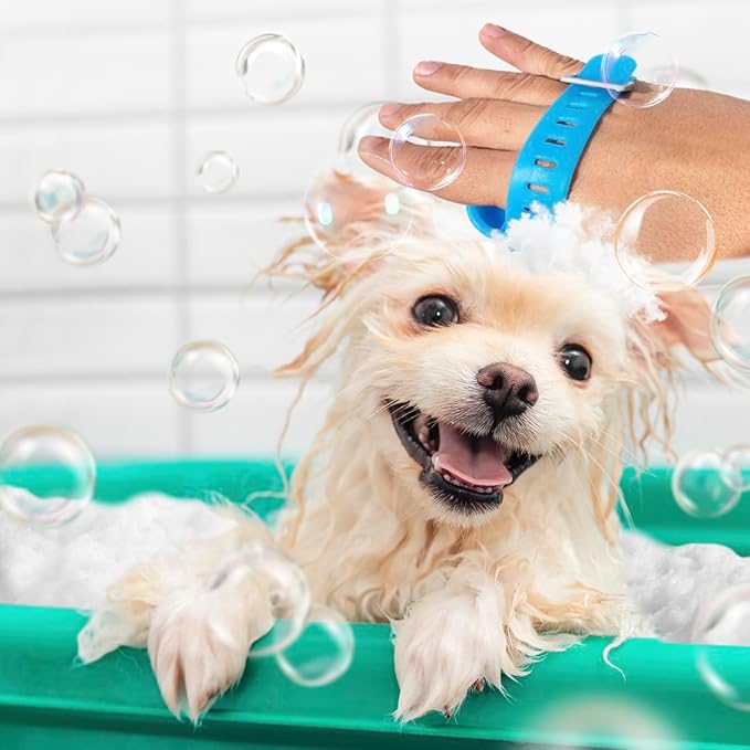 Dog Shower Attachment - Kit Pet Washing - Hose Grooming Brush - Scrubber for Bath - Cats and Dogs Bathing Supplies, Easy Installation, With Water Diverter and Sprayer, Metal Reinforcement