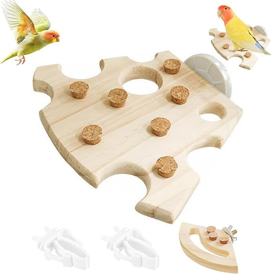 Bird Chew Toy with Screw Mount – Wooden Foraging Toy for Parrots, Cockatiels, Conures, Budgies, Finches, Small to Medium Birds, Secure Cage Attachment, Safe and Durable Design (Cheese)