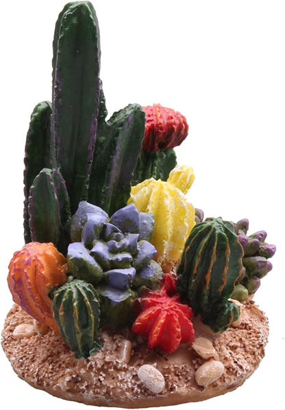 Succulents Cactus Plant Fish Tank Decorations Desert Oasis Decor Sculpture Collection Reptile Turtle Lizard Spider Tanks Terrarium Figurine Statue Décor Ornament Pet