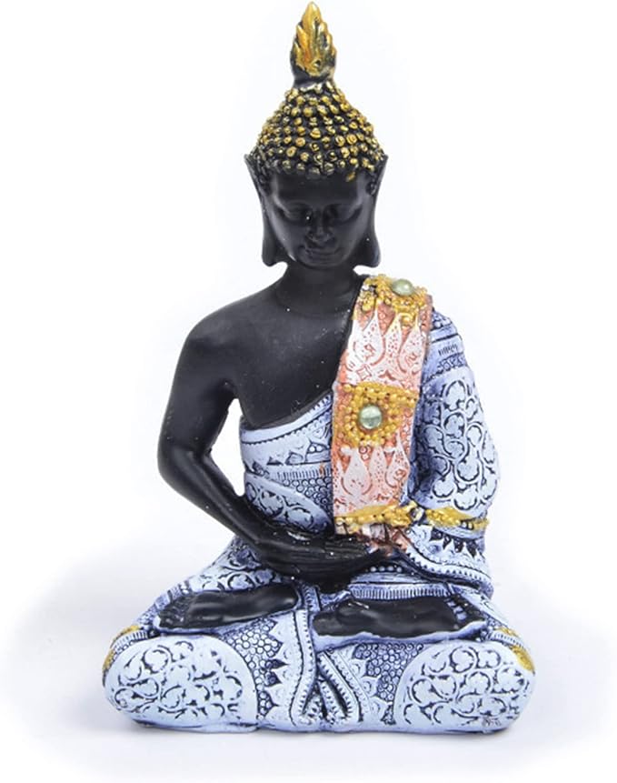 Meditation Buddha Ornament Decorations Statue Aquarium Fish Tank Reptile Turtle Spider Tanks Terrarium Thai Buddhism Sculpture Figurine Decor Pet Blue