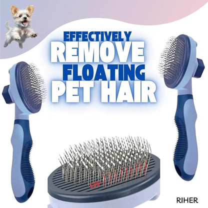 Dog & Cat Brush - Pet Grooming & Shedding Tool for Long & Short Hair - Deshedding Comb for Loose Fur - Professional Hair Remover for Pets (Blue)